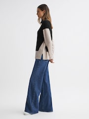 Reiss Stone/Black Alexis Wool Blend Roll Neck Jumper - Image 3 of 5