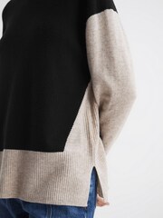 Reiss Stone/Black Alexis Wool Blend Roll Neck Jumper - Image 4 of 5
