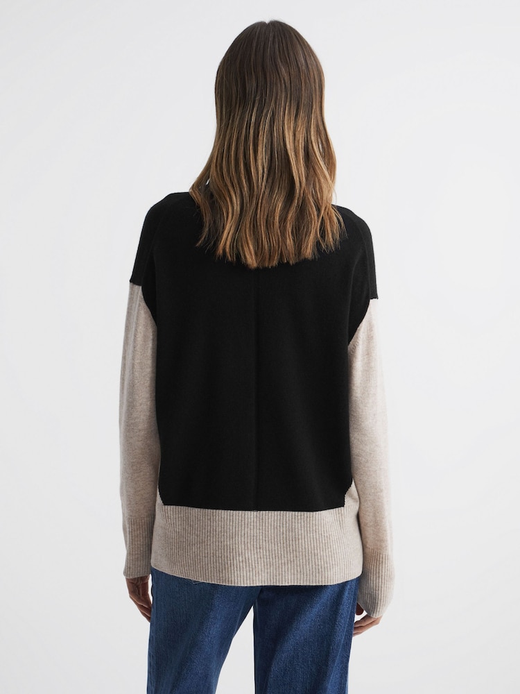 Reiss Stone/Black Alexis Wool Blend Roll Neck Jumper - Image 5 of 5