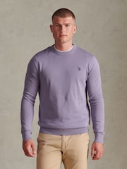 U.S. Polo Assn. Purple Double Horsemen Cotton Knit Crew Neck Jumper - Image 1 of 6