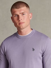 U.S. Polo Assn. Purple Double Horsemen Cotton Knit Crew Neck Jumper - Image 2 of 6