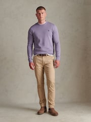 U.S. Polo Assn. Purple Double Horsemen Cotton Knit Crew Neck Jumper - Image 3 of 6