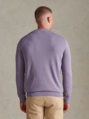 U.S. Polo Assn. Purple Double Horsemen Cotton Knit Crew Neck Jumper - Image 4 of 6