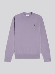 U.S. Polo Assn. Purple Double Horsemen Cotton Knit Crew Neck Jumper - Image 5 of 6