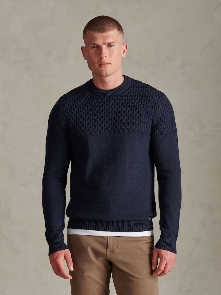 U.S. Polo Assn. Honeycomb Mixed Knit Crew Neck Jumper - Obrázek 1 z 4
