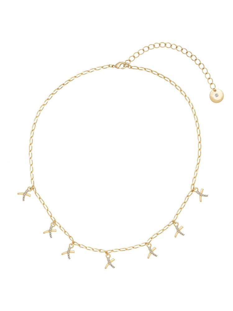Caramel Jewellery London Gold Tone 'Kisses' Charm Delicate Necklace - Image 1 of 7