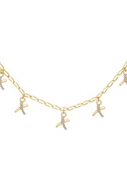 Caramel Jewellery London Gold Tone 'Kisses' Charm Delicate Necklace - Image 2 of 7