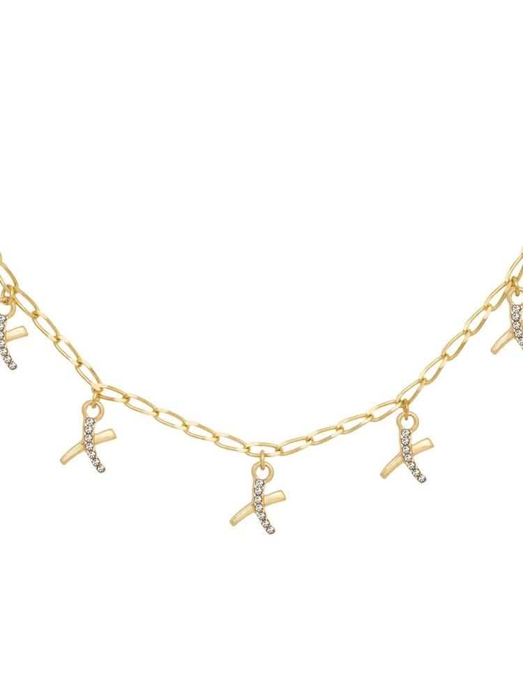 Caramel Jewellery London Gold Tone 'Kisses' Charm Delicate Necklace - Image 2 of 7