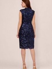 Adrianna Papell Blue Sequin Lace Midi Dress - Image 2 of 6