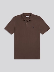 U.S. Polo Assn. Brown Herringbone Texture Polo Shirt - Image 1 of 2