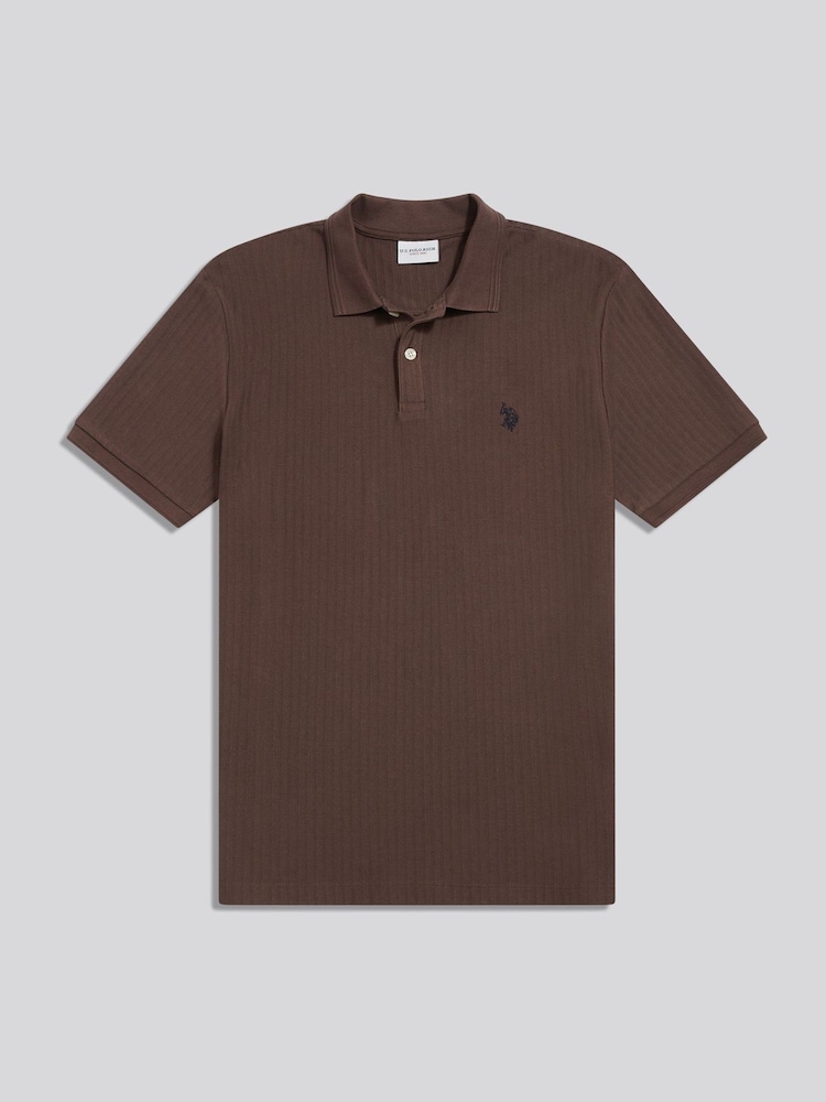 U.S. Polo Assn. Brown Herringbone Texture Polo Shirt - Image 1 of 2