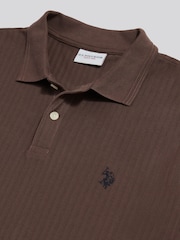 U.S. Polo Assn. Brown Herringbone Texture Polo Shirt - Image 2 of 2
