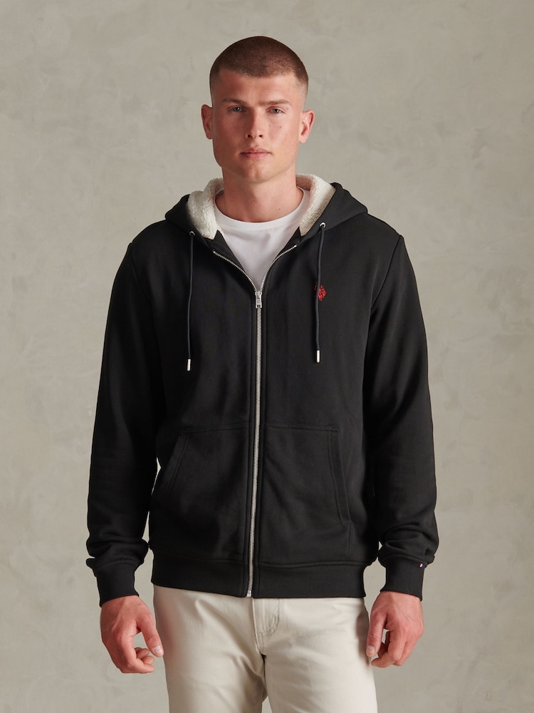 U.S. Polo Assn. Black Borg-Lined Zip-Through Hoodie - Image 1 of 4 U.S. Polo Assn. Black Borg-Lined Zip-Through Hoodie - Image 1 of 4