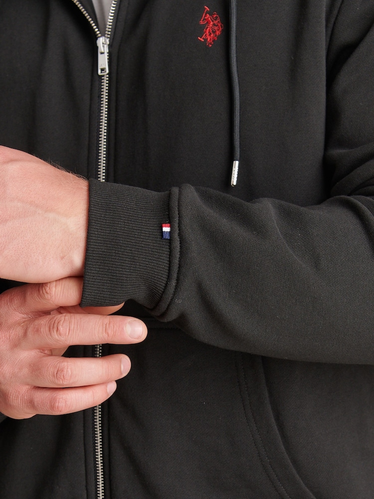 U.S. Polo Assn. Black Borg-Lined Zip-Through Hoodie - Image 2 of 4 U.S. Polo Assn. Black Borg-Lined Zip-Through Hoodie - Image 2 of 4