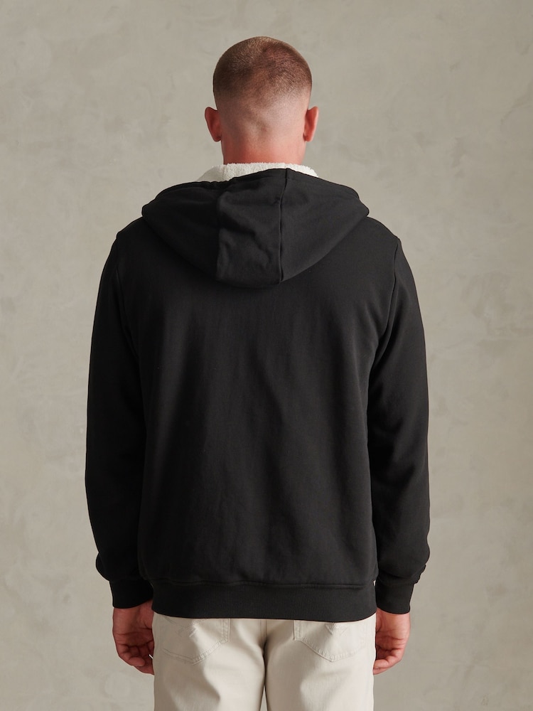 U.S. Polo Assn. Black Borg-Lined Zip-Through Hoodie - Image 4 of 4 U.S. Polo Assn. Black Borg-Lined Zip-Through Hoodie - Image 4 of 4