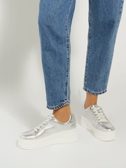 Dune London Silver Episode Flatform Sole Trainers - Image 1 of 6