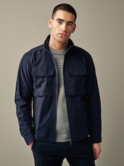 Navy 100% Cotton Zip-Up Shacket - Image 1 of 11