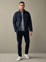 Navy 100% Cotton Zip-Up Shacket - Image 2 of 11