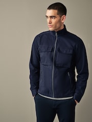 Navy 100% Cotton Zip-Up Shacket - Image 3 of 11
