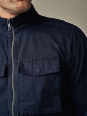 Navy 100% Cotton Zip-Up Shacket - Image 6 of 11