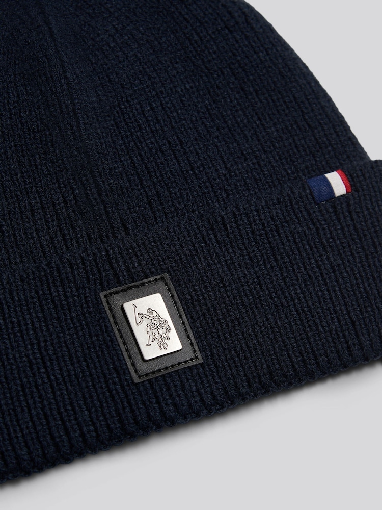 U.S. Polo Assn. Blue Engraved Metal Badge Knitted Beanie - Image 5 of 5 U.S. Polo Assn. Blue Engraved Metal Badge Knitted Beanie - Image 5 of 5
