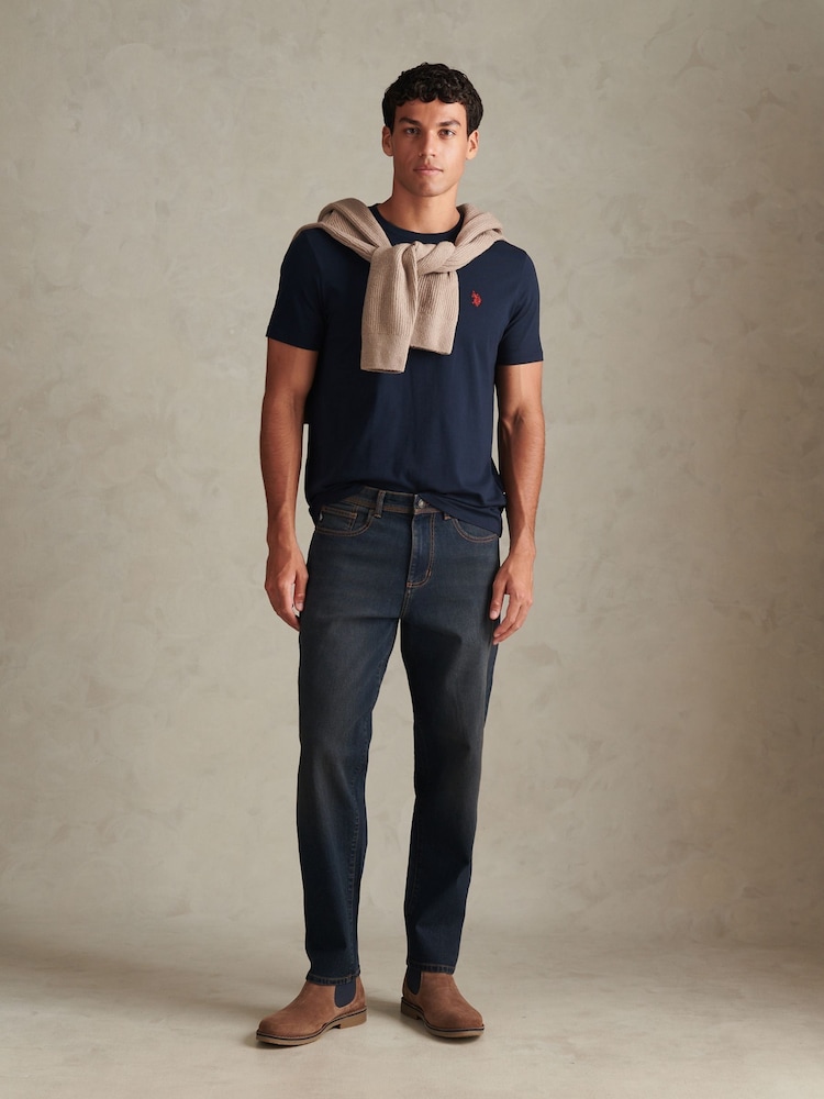 U.S. Polo Assn. Dark Blue Comfort Stretch Tapered Fit Jeans - Image 2 of 9 U.S. Polo Assn. Dark Blue Comfort Stretch Tapered Fit Jeans - Image 2 of 9