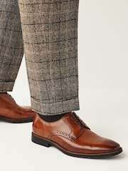 Tan Brown Wide Fit Leather Contrast Sole Derby Shoes - Image 1 of 8