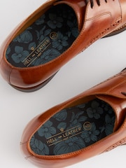 Tan Brown Wide Fit Leather Contrast Sole Derby Shoes - Image 5 of 8