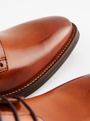 Tan Brown Wide Fit Leather Contrast Sole Derby Shoes - Image 7 of 8