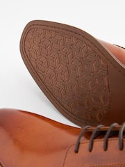 Tan Brown Wide Fit Leather Contrast Sole Derby Shoes - Image 8 of 8
