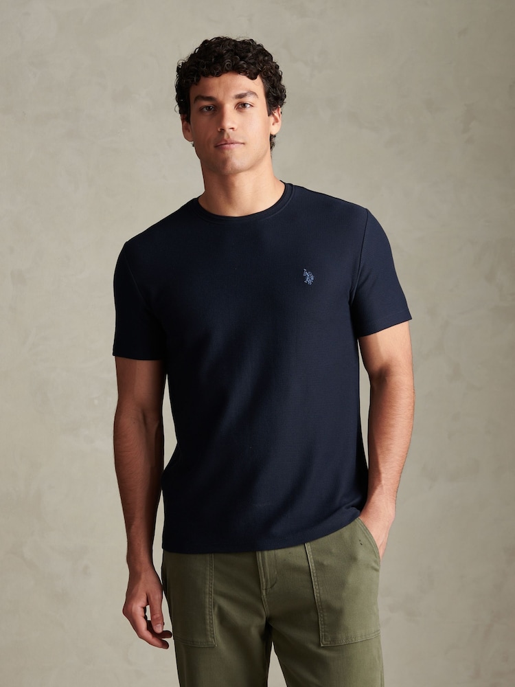Blau - U.S. Polo Assn Herringbone Jersey T-Shirt - Bild 1 von 4