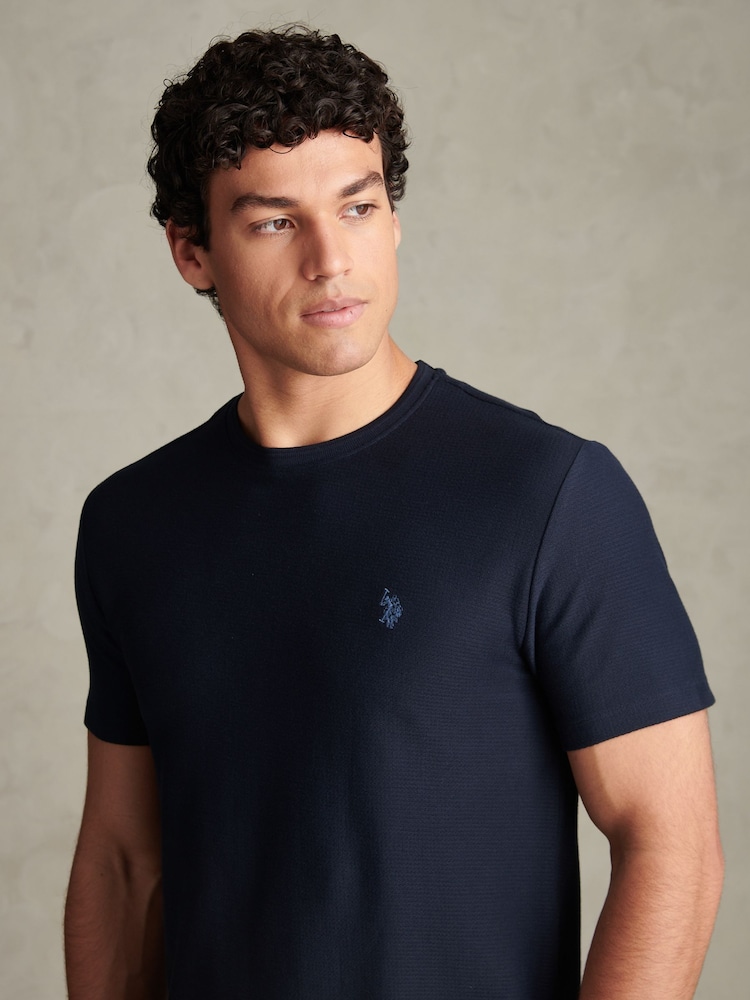 Blau - U.S. Polo Assn Herringbone Jersey T-Shirt - Bild 2 von 4