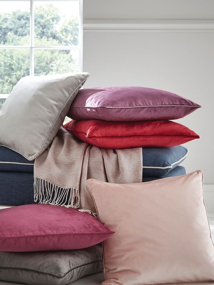 Laura Ashley Velvet Blush Pink Square Nigella Cushion - Image 2 of 6
