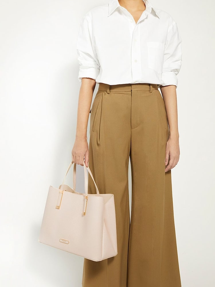 Dune London Cream Chrome Dorry Large Unlined Tote Bag - Image 1 of 1