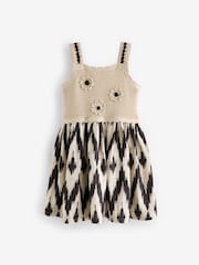 Black/White 100% Cotton Crochet Mono Dress (3mths-7yrs) - Image 4 of 6