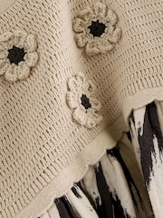 Black/White 100% Cotton Crochet Mono Dress (3mths-7yrs) - Image 6 of 6