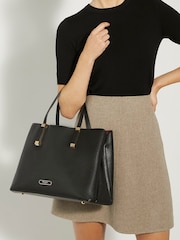 Dune London Dark Black Dorry Large Unlined Tote Bag - Image 1 of 6