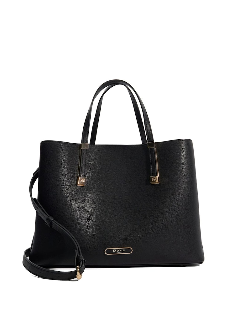 Dune London Dark Black Dorry Large Unlined Tote Bag - Image 3 of 6
