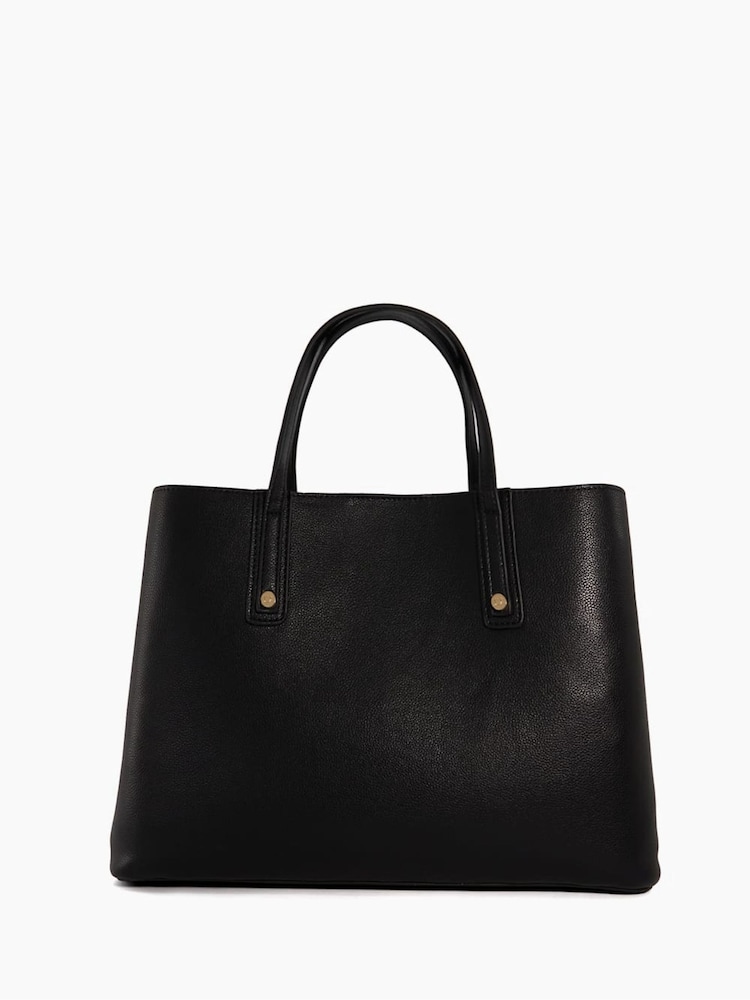 Dune London Dark Black Dorry Large Unlined Tote Bag - Image 4 of 6