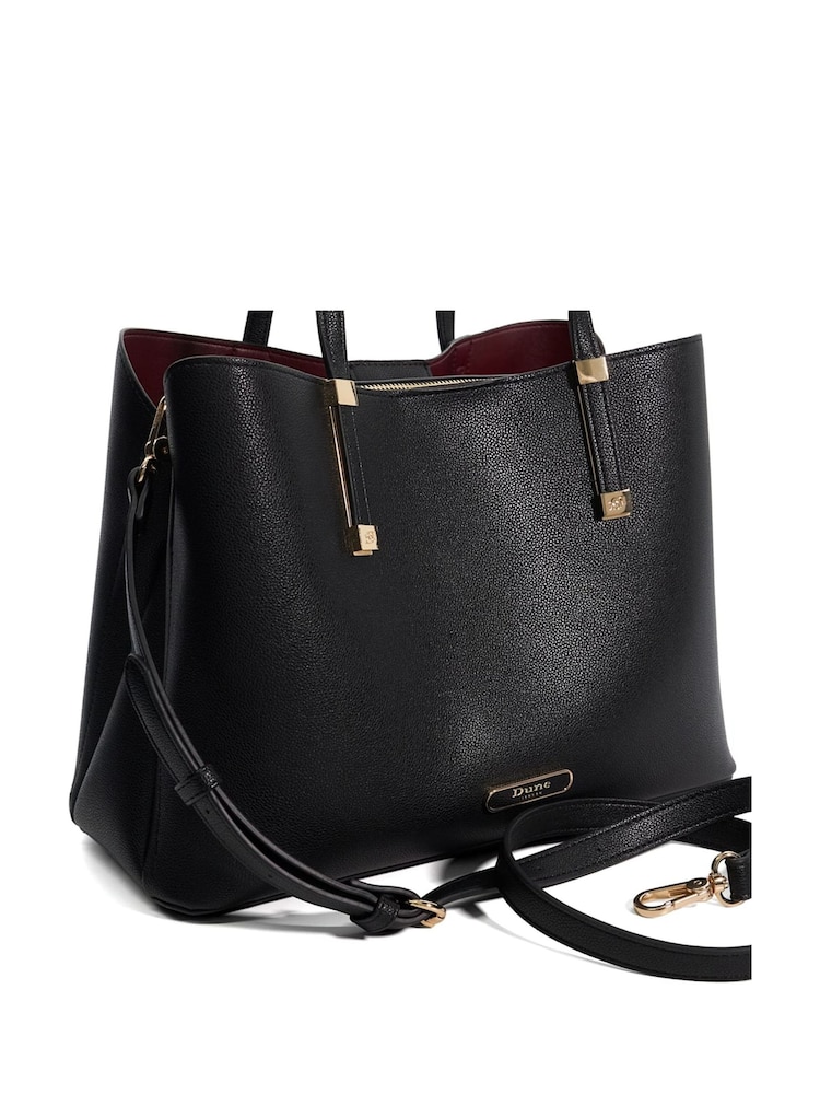 Dune London Dark Black Dorry Large Unlined Tote Bag - Image 6 of 6