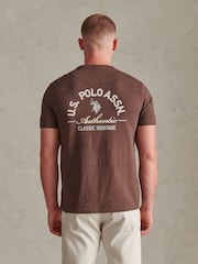 U.S. Polo Assn. Brown Classic Heritage Front & Back Graphic T-Shirt - Image 4 of 9