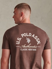 U.S. Polo Assn. Brown Classic Heritage Front & Back Graphic T-Shirt - Image 5 of 9