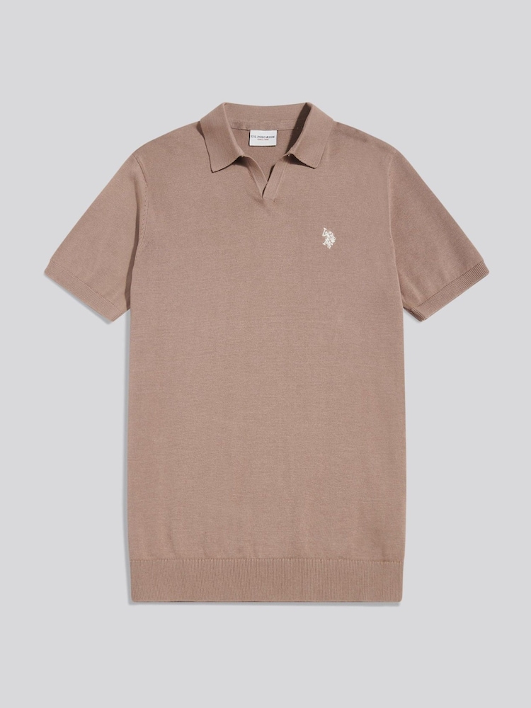 U.S. Polo Assn Beige Combed Cotton Double Horsemen Revere Polo Shirt - Image 1 of 2