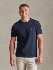 U.S. Polo Assn. Blue Honeycomb Pique Tipped T-Shirt - Image 1 of 6