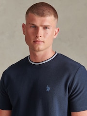 U.S. Polo Assn. Blue Honeycomb Pique Tipped T-Shirt - Image 2 of 6