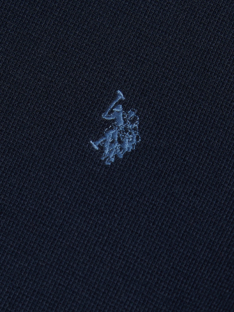 U.S. Polo Assn. Blue Honeycomb Pique Tipped T-Shirt - Image 6 of 6 U.S. Polo Assn. Blue Honeycomb Pique Tipped T-Shirt - Image 6 of 6
