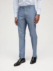 Light Blue Slim Fit Trimmed Suit Trousers - Image 1 of 8