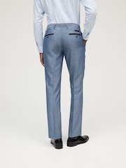 Light Blue Slim Fit Trimmed Suit Trousers - Image 3 of 8