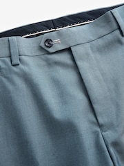 Light Blue Slim Fit Trimmed Suit Trousers - Image 7 of 8