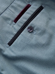 Light Blue Slim Fit Trimmed Suit Trousers - Image 8 of 8